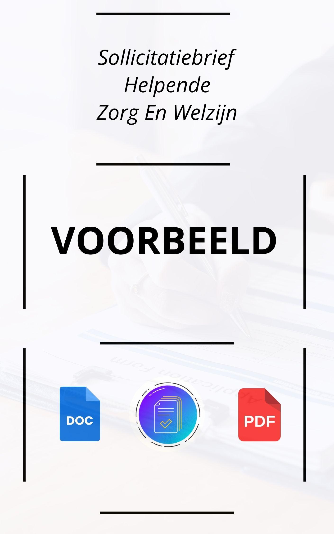 Sollicitatiebrief Helpende Zorg En Welzijn